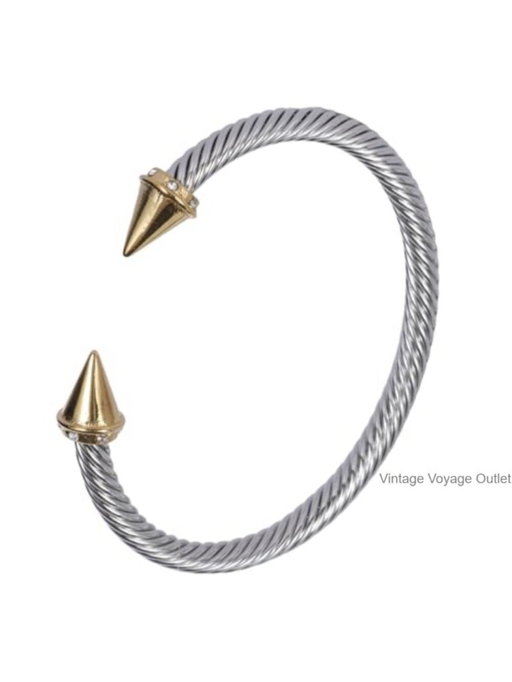 Vintage Twisted Cable Cuff Bangle Adjustable Stainless Steel Bracelet Women